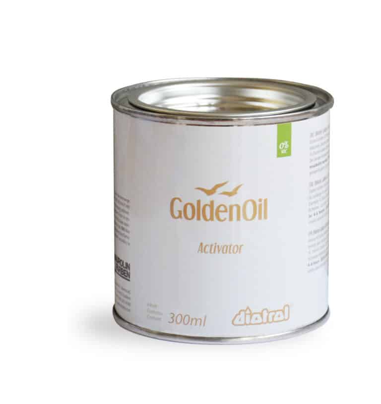 Diotrol Golden Oil Activator ist eine flüssige Komponente zur beschleunigten Aushärtung von Diotrol Golden Oil Onecoat und Alba White.