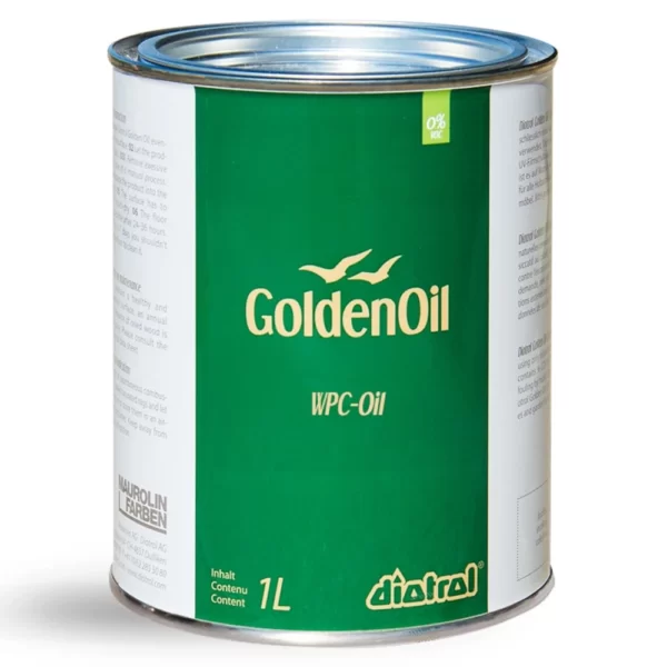 Diotrol Golden Oil WPC-Oil is an organic, natural maintenance oil for surfaces made of WPC, Resysta, bamboo, and domestic or tropical wood.